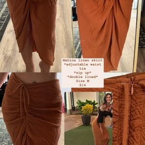 Mahina Linen Skirt in Rust